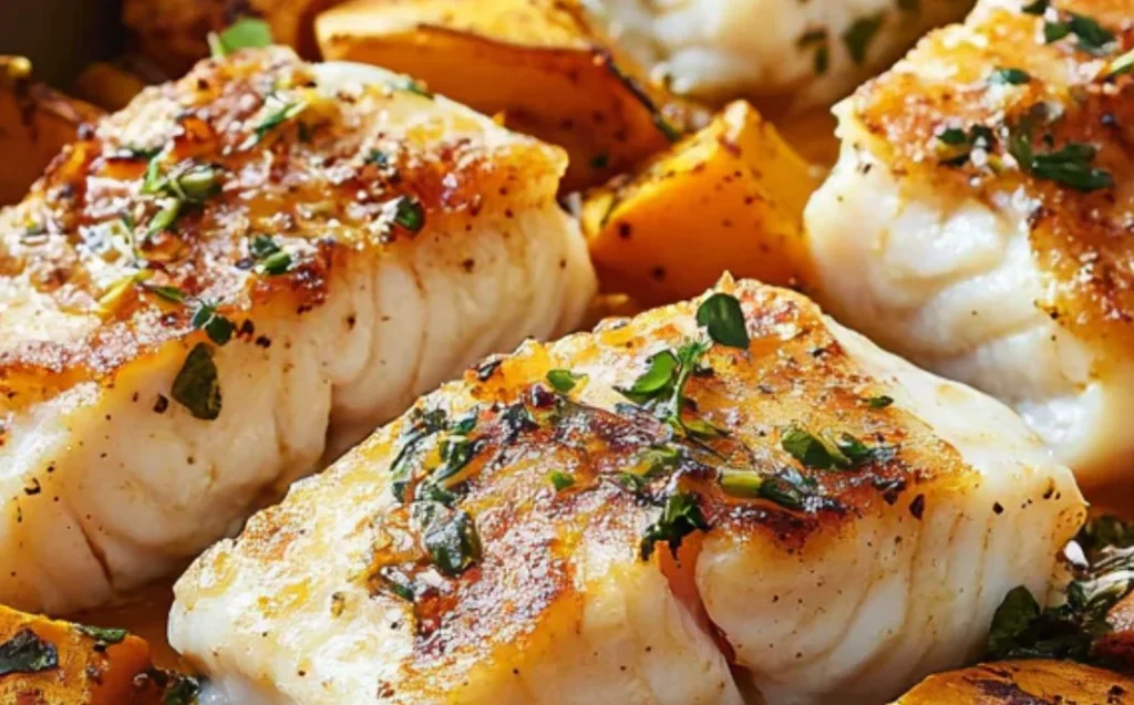 Baked White Fish With Roasted Sweet Potatoes