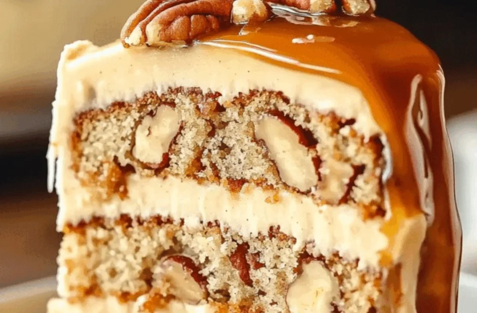 Banana Pecan Caramel Layer Cake Recipe